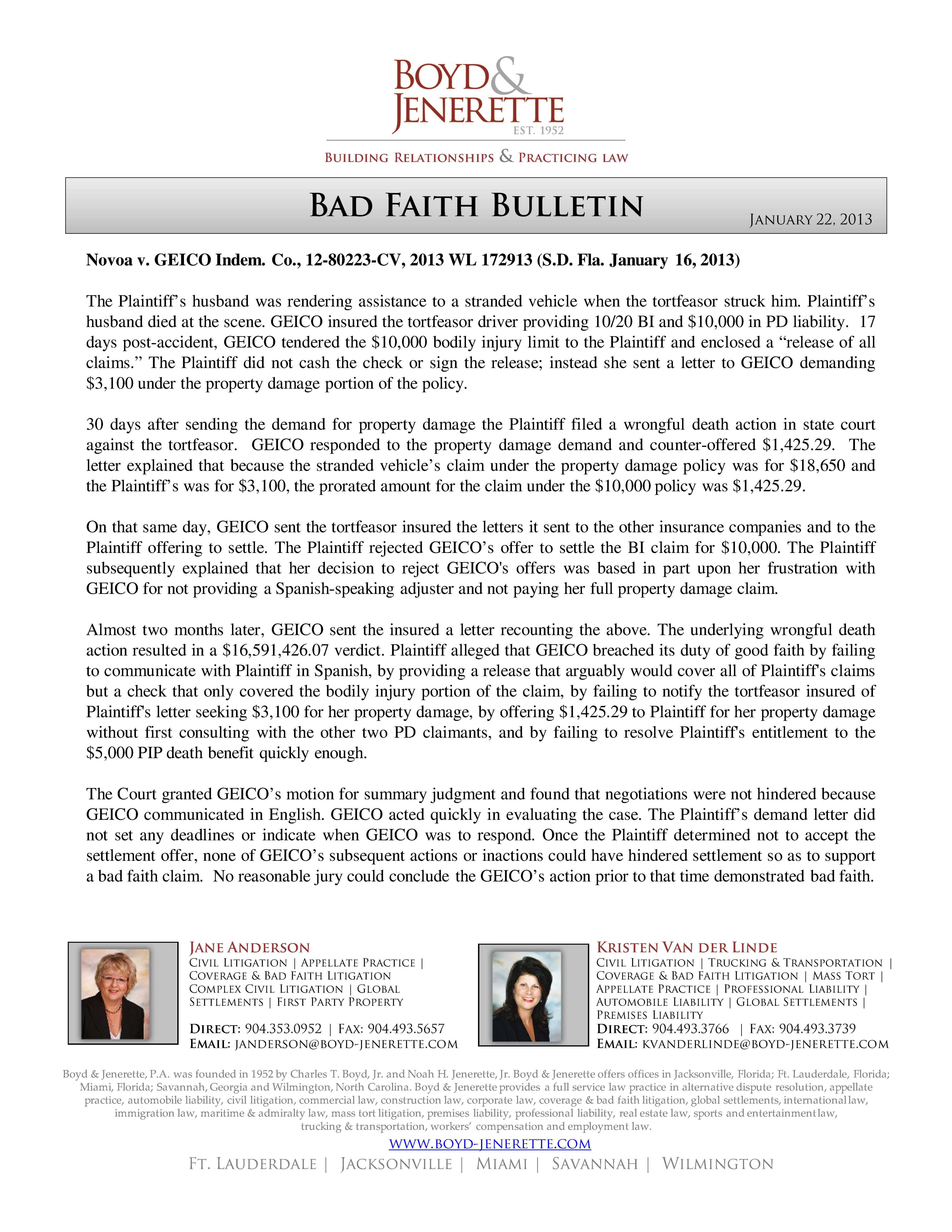 Bad-Faith-Bulletin1 - Boyd &amp; Jenerette