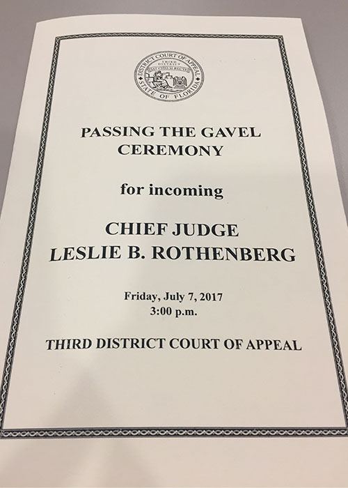 Passing the Gavel Ceremony - Chief Judge Leslie B. Rothenberg