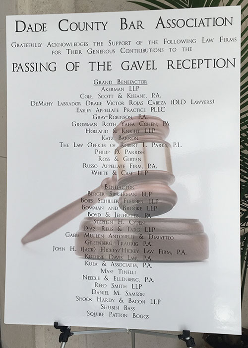 Dade County Bar Association - Passing of the Gavel Reception