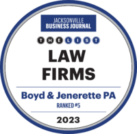 Jacksonville Business Journal - Top Law Firms 2023 - Boyd & Jenerette