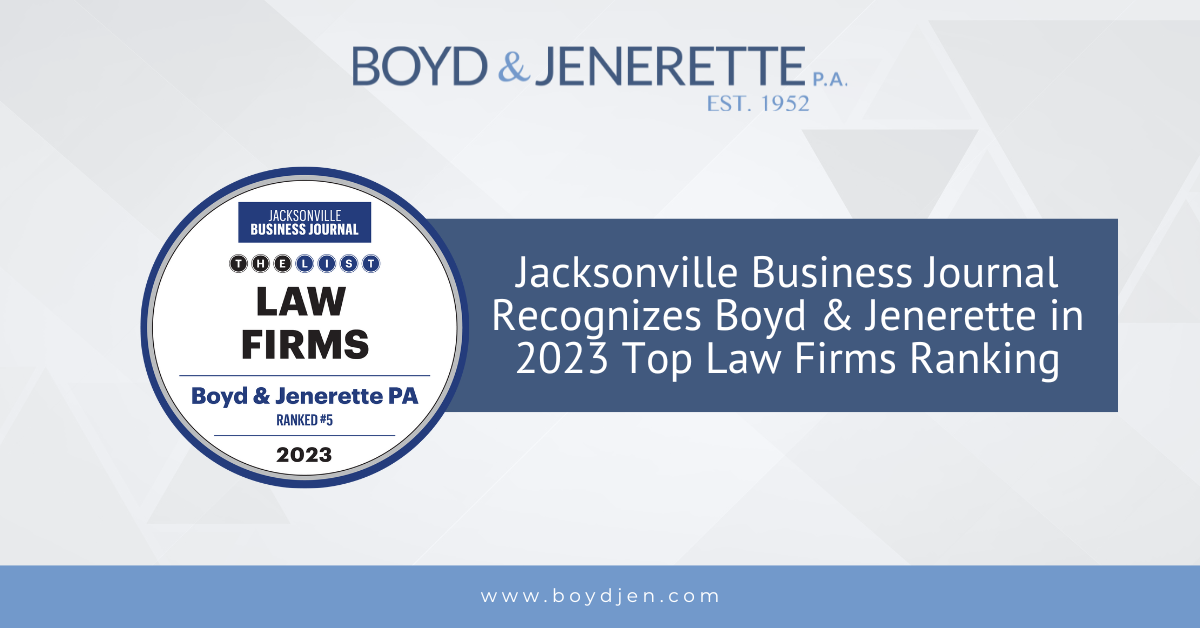 Jacksonville Business Journal 2023 Top Law Firms - Boyd & Jenerette
